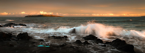 Golden hour Breaking waves  with Lambay Island 63
