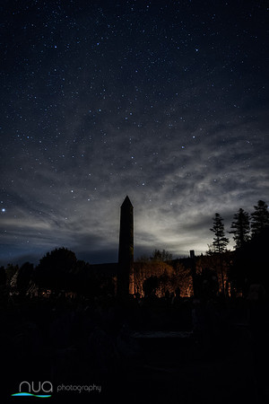 Saint Kevin Cemetery Glendalough under a December nights sky